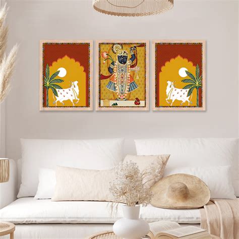 Classic Traditional Shrinath Ji Print : Pichwai & Madhubani Framed Art ...