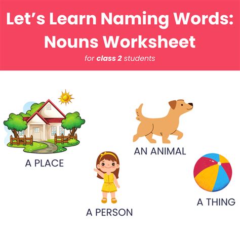Class 2 One-Word Worksheet on Identifying Nouns | PlanetSpark