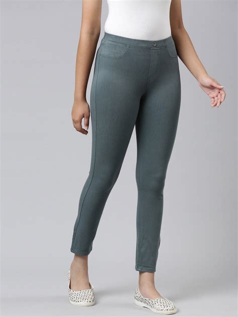 Ocean Green Cotton Poly Stretch Super Stretch Jeggings – Go Colors India
