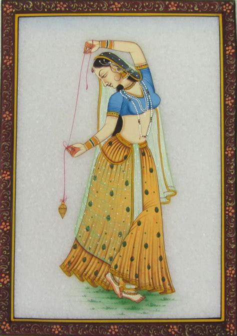 "Dancing Ragini": Yellow Orange Craft by Ecraft India – ArtZolo.com