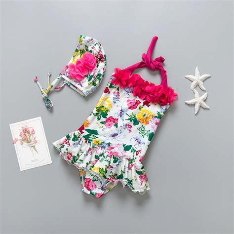 Kid Girls' Flowers Ruffles Swimwear