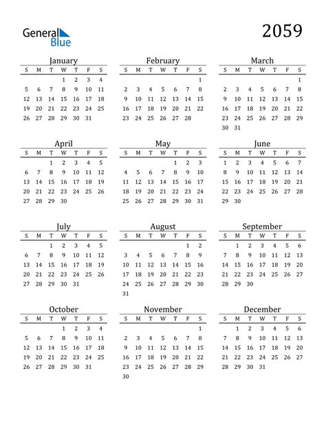 2059 Calendar (PDF, Word, Excel)