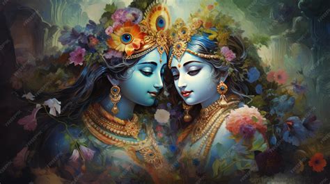 Premium Photo | Radha Krishna Hindu God beautiful painting