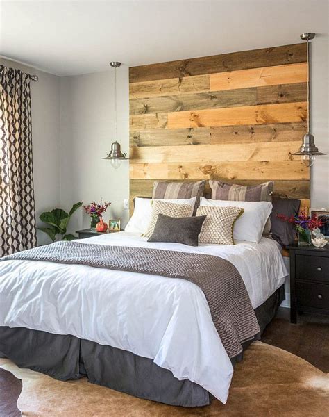 bedroom ideas with wood headboard