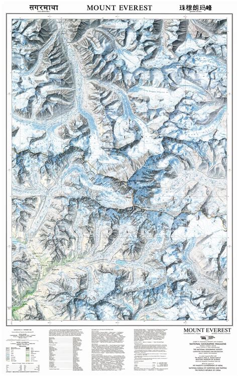 Map of Mount Everest | National geographic maps, Cartography, Map