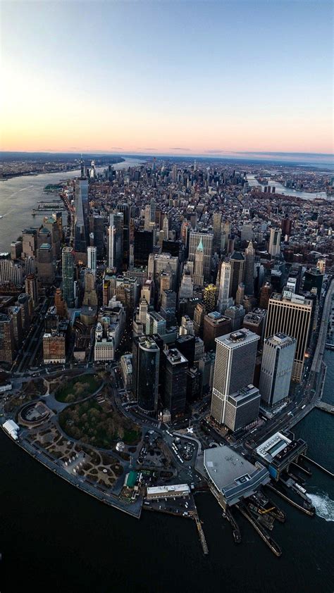 Aerial View of New York City at Sunset