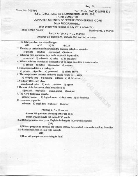 03 SMCS31 SMSE31 Java Programming - B.Sc(H)Computer Science - Studocu