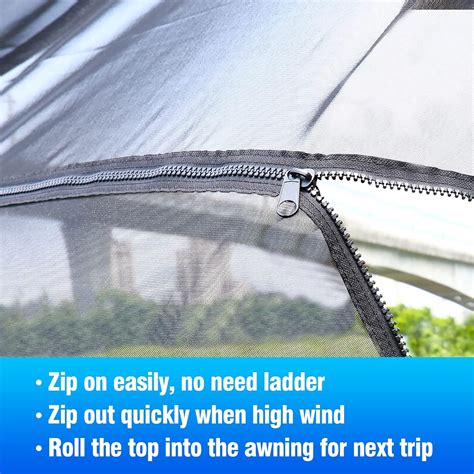Buy Tnyeobae Rv Awning Shade Screen with Zipper Kit, 9' X 15' Black ...