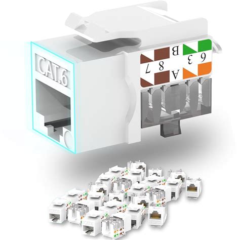 Lysymixs Keystone Jack Cat6 Slim 25 Pack, Cat6 Keystone Jacks 90 Degree ...