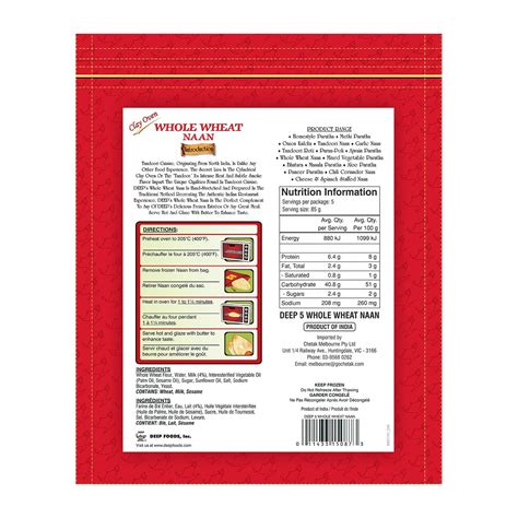 Deep Whole Wheat Naan - Green Earth foods