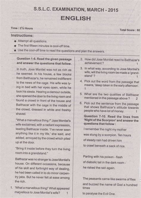 Image result for Model Question Paper SSLC Exam