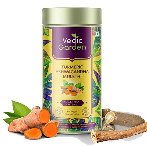 Vedic Garden Turmeric Tea Milk Powder I Ashwagandha Mulethi Golden Milk ...