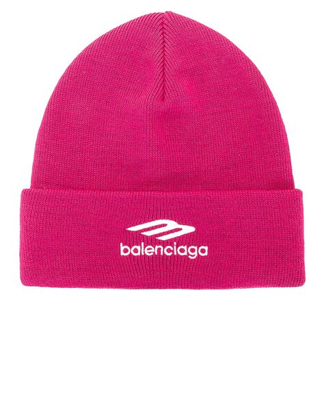 Balenciaga Sports Icon Beanie in Peony Pink & White | FWRD
