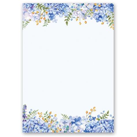 Briefpapier BLAUE HORTENSIEN | DIN A5 Format 50 Blatt online kaufen