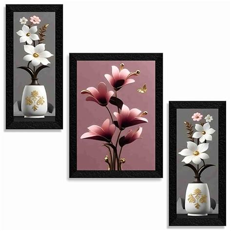 SAF flower pot wall painting for Wall Decoration - Set Of 3, 3d modern ...