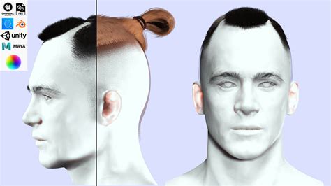 Man Bun -Low Fade Hair Cut 3D Model by khaloui