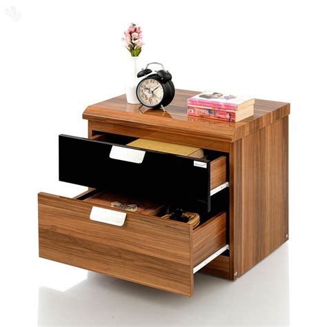 Royaloak Daffodil Bedside Table with Double Drawers (Brown) : Amazon.in ...