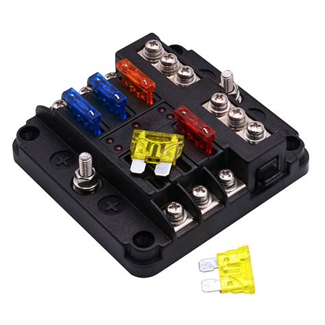 Buy 6 Way 12v 24v Car Ship Fuse Box with Number Sticker + Transparent ...