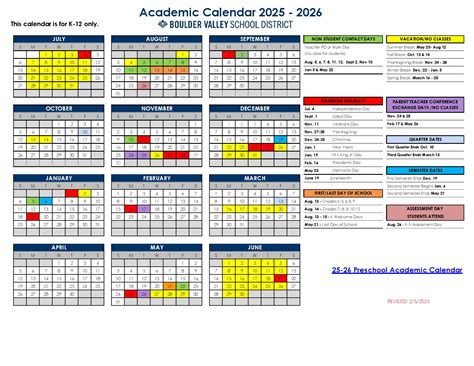 Boulder Valley Schools Calendar 2025-2026 | Download