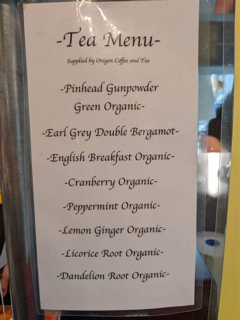 Menu at Old World Deli restaurant, Corvallis