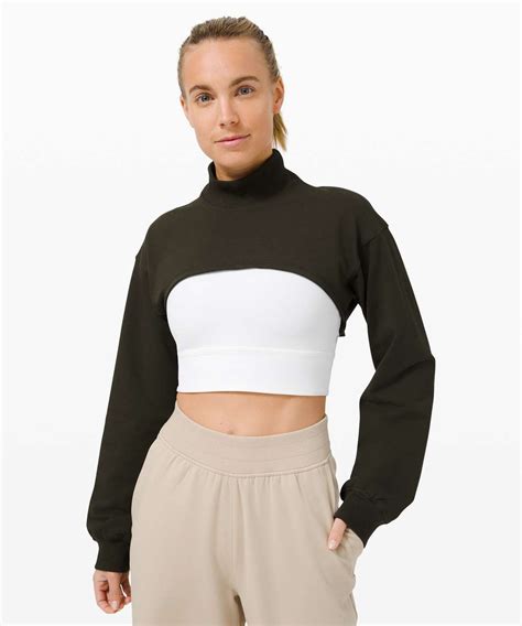 Lululemon LA Super Crop Mock Neck Turtleneck Long Sleeve - Dark Olive ...
