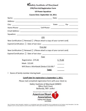 SIMD AHA CPR/First Aid Registration Form 2011-2026 - Fill and Sign ...
