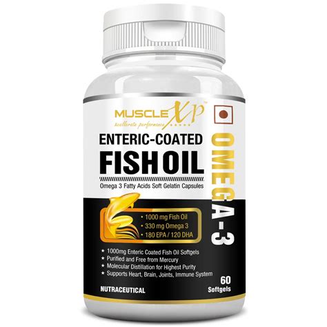 MuscleXP Enteric Coated Fish Oil 1000mg; 330mg Omega-3; 60 Burp-less ...