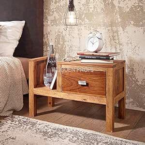 WOODENMOOD Sheesham Solid Wood Night Console Drawer Newspaper Bedside ...