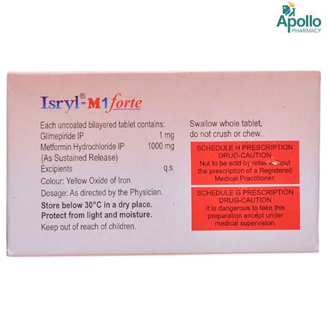 Isryl-M 1 Forte Tablet 15's Price, Uses, Side Effects, Composition ...