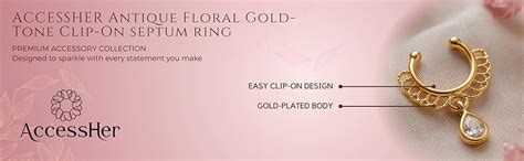 Buy ACCESSHER Women's & Girls Antique Floral Gold-Tone Clip-On Non ...