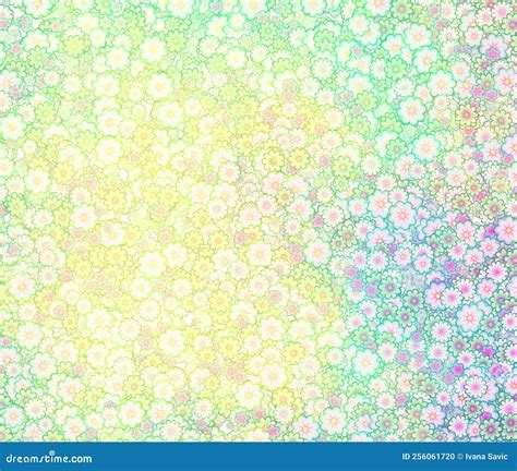 Field of Fresh Bleach Yellow Green Flowers Nature Pattern Design. Wall ...