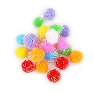 NYLSA 24PCS Mixed Colours Glitzy Fluffy Pompom Balls DIY Craft 30mm ...