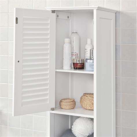 Buy Haotian White Floor Standing Tall Bathroom Storage Cabinet with ...