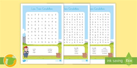 Sopa de letras de atención a la diversidad: Los tres cerditos