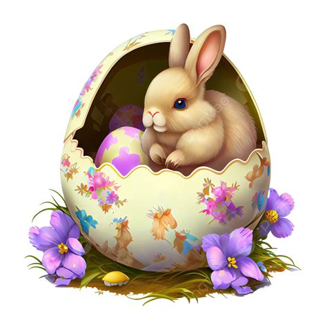 Cute Easter Bunny In A Ester Egg, Easter, Easter Bunny, Easter Egg PNG ...