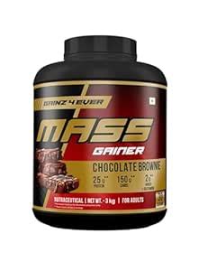 Gainz4Ever Mass Gainer Protein Powder | Chocolate Brownie Flavor | 25g ...