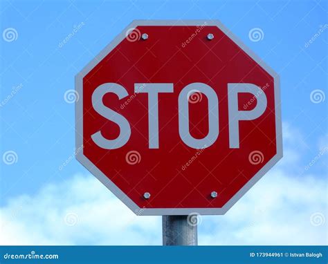 Stop Sign. Isolated Octagonal Shape Road and Traffic Sign Stock Image - Image of blue, pole ...