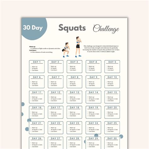 30 Day Squat Challenge Printable Pdf - Printable Templates