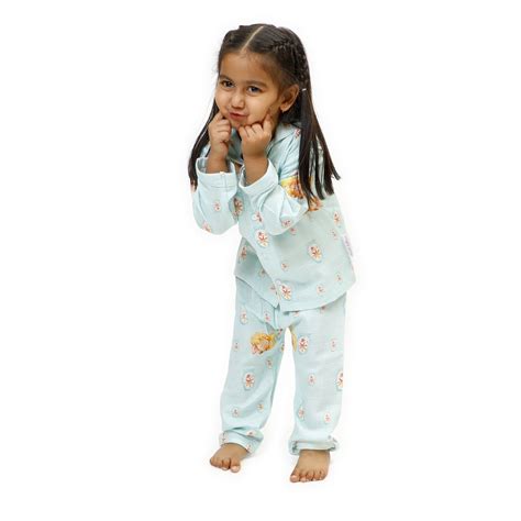 Green Bamboo Muslin Front Open Night Suit for Boys & Girls, 0 - 13 ...