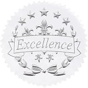 96 Award Stickers - Silver Certificate Seals, Excellence Star Stickers ...