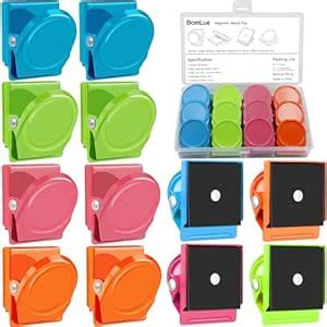 BamLue 12-Piece Multicolor Metal Magnetic Clips - Refrigerator ...