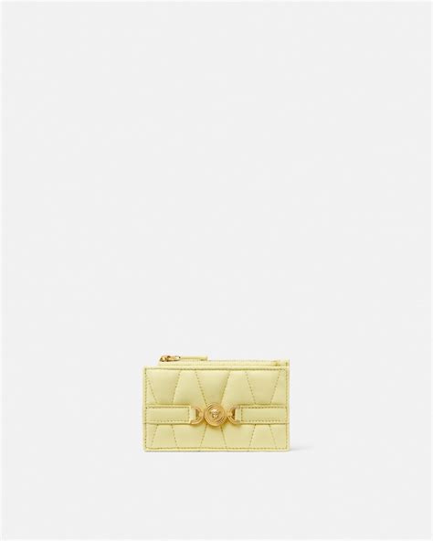 Medusa '95 Quilted Zip Card Holder Yellow | VERSACE CA