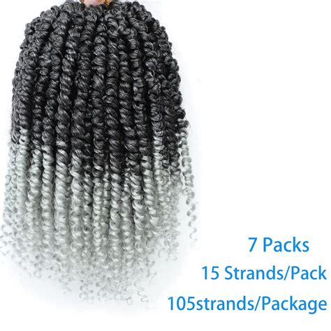 Buy 7 Packs Passion Twist Hair, Grey Crochet Hair Short Soft 10 Inch ...