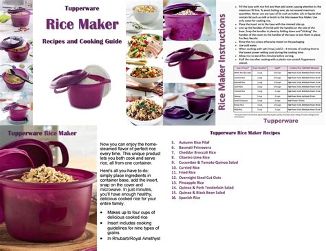 Tupperware Rice Cooker Instructions 2 Cups at Lachlan Legge blog