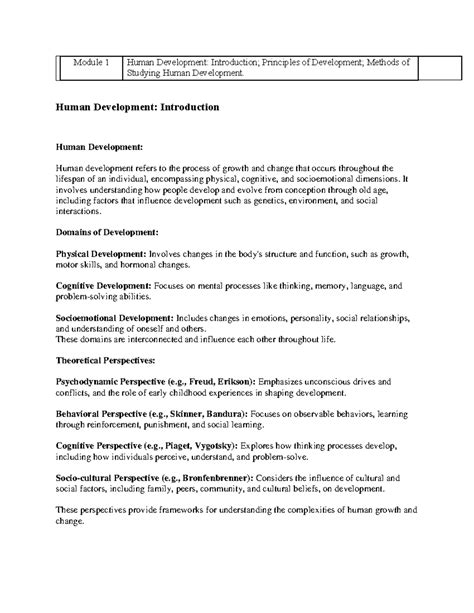 Module 1 Human Development - Module 1 Human Development: Introduction ...