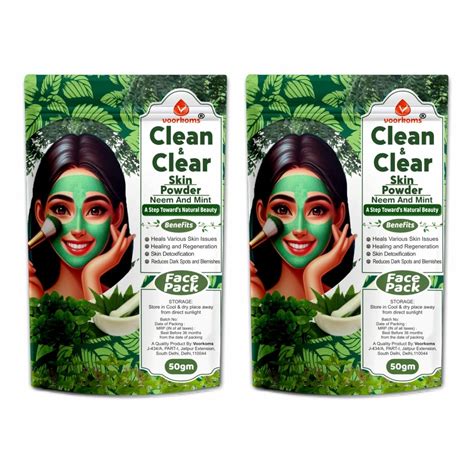 VOORKOMS Clean And Clear Skin Powder Neem And Mint Powder Face Care And ...