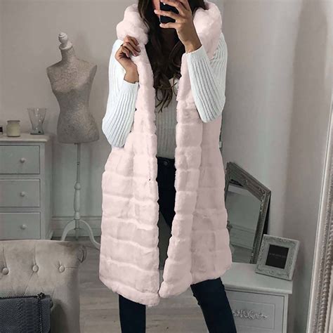 BSDJILFG Womens Black Sherpa Vests with Hood,Long Fleece Lined Winter ...