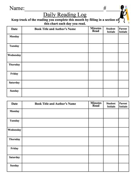 47 Printable Reading Log Templates for Kids, Middle School & Adults