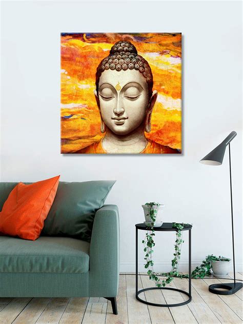 999Store Wooden Stretched Lord Gautam Buddha Budha framed wall ...