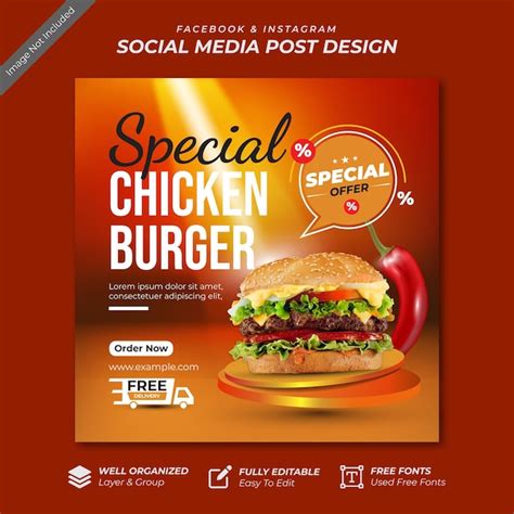 Restaurant Social Media Banner Design | Premium Vektor